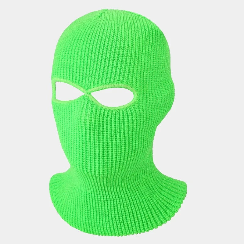 Cagoule Chouette verte fluorescente en maille, un modèle original et visible, idéal pour les sports d'hiver et les activités nocturnes.