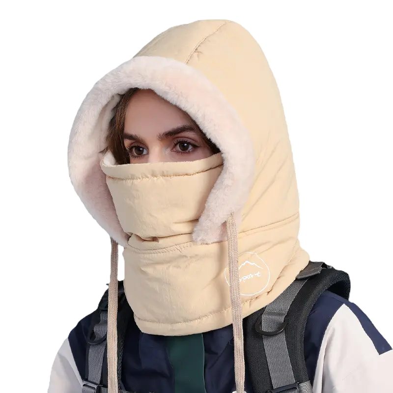 Cagoule ski femme waterproof beige 'Kaki', combinant style et performance pour les journées de ski ou les activités extérieures en hiver.