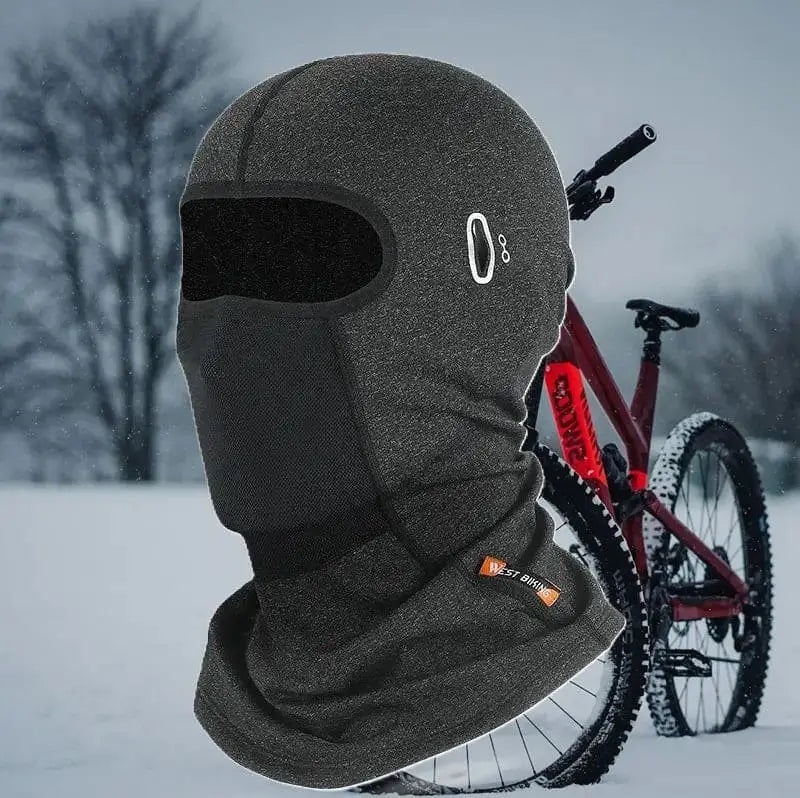 Cagoule vélo hiver noire, doublée Polaire, idéale pour les sorties par temps froid avec protection contre le vent et respirabilité