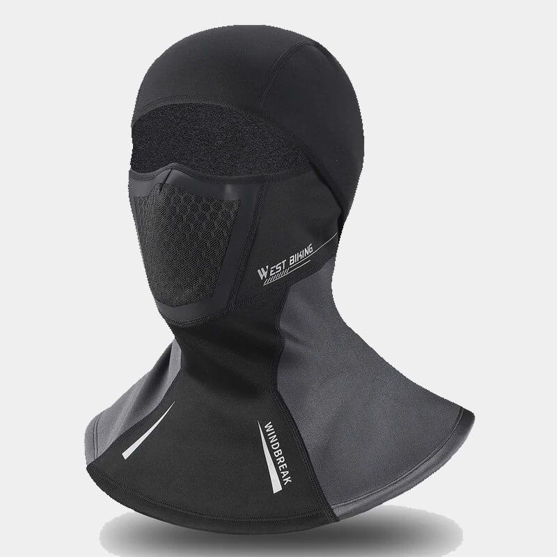 Meilleure cagoule moto noire avec tissu coupe-vent, design ergonomique et protection intégrale pour le visage et le cou.